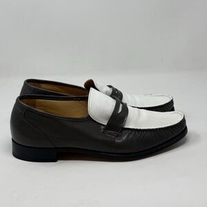 Hanover Loafers Shoes Mens 11 D / B Gray White Two Tone Leather Vintage USA
